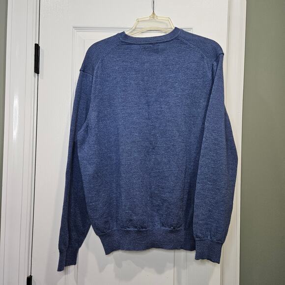 Black Brown 1826 Men's Large Blue 100% Merino Wool V-Neck Sweater - Picture 5 of 5